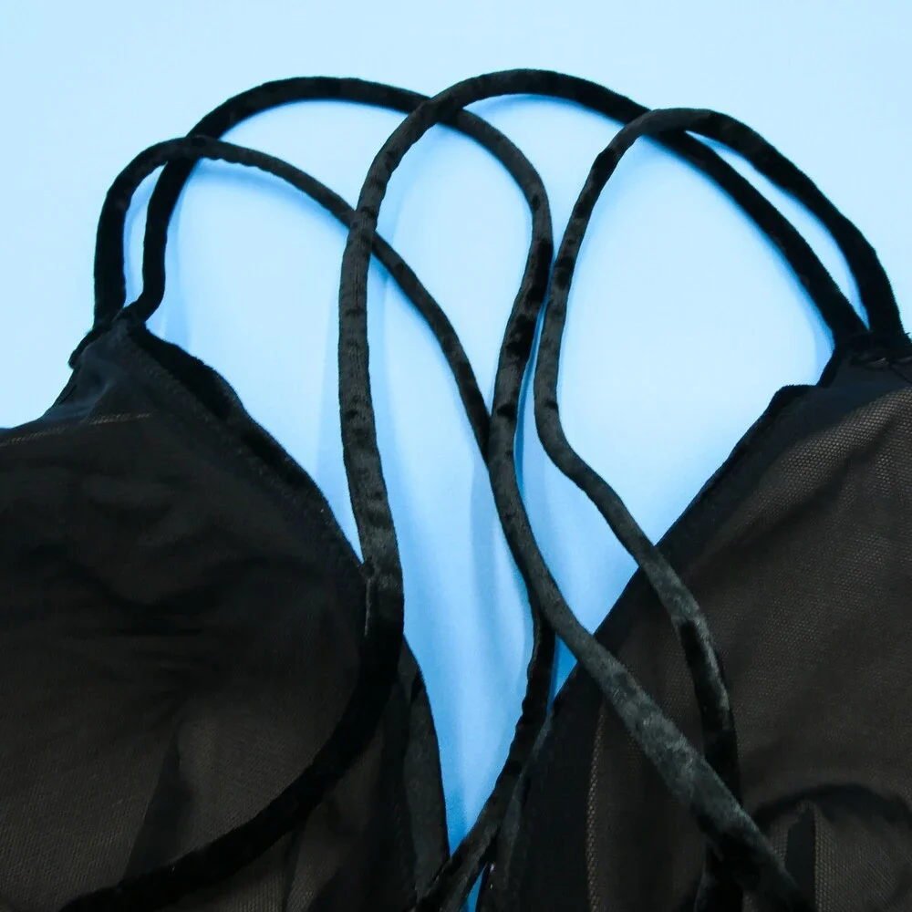 Victorias‎ Secret Bralette Medium - DD Triangle Bra Black Lingerie Plunge Velour